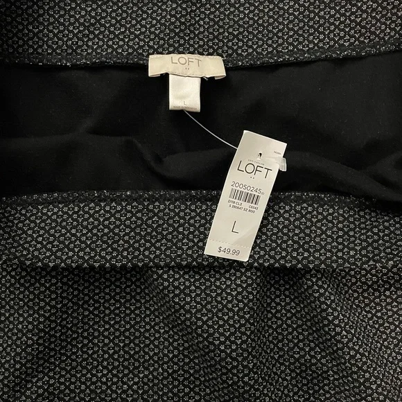 NWT LOFT Women’s A Line Black Gray Pattern Stretch Skirt, Size Large - Picture 5 of 5